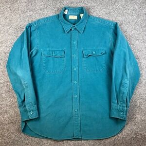 Vintage LL Bean Shirt Mens XL Blue Chamois Cloth Long Sleeve Button Made in USA
